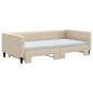 vidaXL Tagesbett Ausziehbar mit Matratzen Creme 100x200 cm Stoff vidaXL Tagesbett Ausziehbar mit Matratzen Creme 100x200 cm Stoff