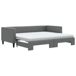 vidaXL Tagesbett Ausziehbar mit Matratzen Dunkelgrau 90x190 cm Stoff