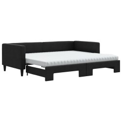 vidaXL Tagesbett Ausziehbar mit Matratzen Schwarz 90x190 cm Stoff