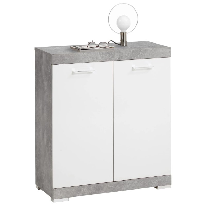 FMD Kommode mit 2 Türen 80×34,9×89,9 cm Weiß und Betongrau FMD Kommode mit 2 Türen 80×34,9×89,9 cm Weiß und Betongrau