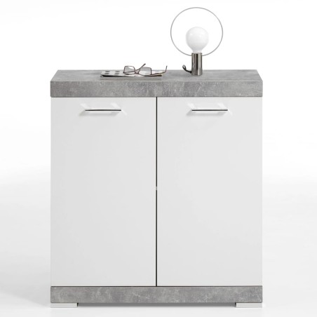 FMD Kommode mit 2 Türen 80×34,9×89,9 cm Weiß und Betongrau