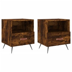 vidaXL Nachttische 2 Stk. Räuchereiche 40x35x47,5 cm Holzwerkstoff