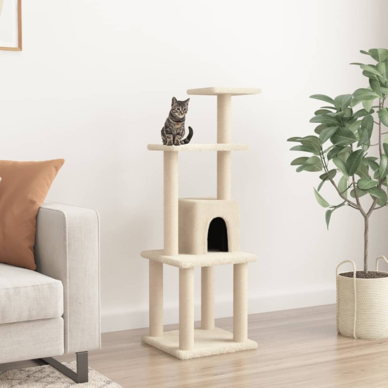 vidaXL Kratzbaum mit Sisal-Kratzsäulen Creme 105 cm vidaXL Kratzbaum mit Sisal-Kratzsäulen Creme 105 cm