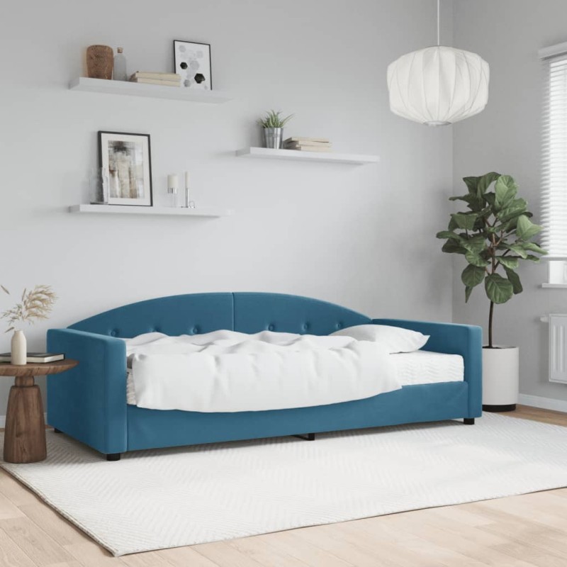 vidaXL Tagesbett mit Matratze Blau 90x200 cm Samt vidaXL Tagesbett mit Matratze Blau 90x200 cm Samt