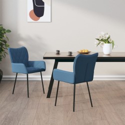 vidaXL Esszimmerstühle 2 Stk. Blau Stoff