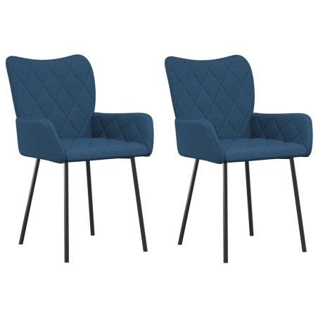 vidaXL Esszimmerstühle 2 Stk. Blau Stoff