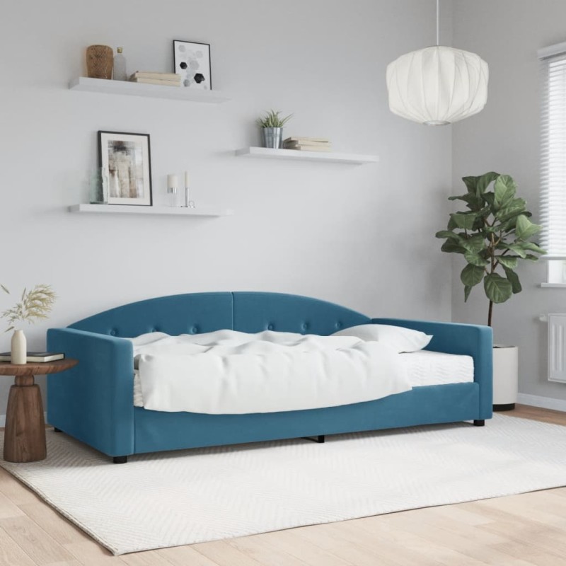 vidaXL Tagesbett mit Matratze Blau 100x200 cm Samt vidaXL Tagesbett mit Matratze Blau 100x200 cm Samt