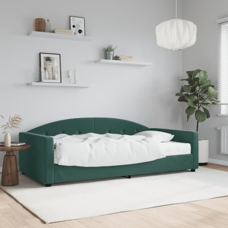 vidaXL Tagesbett mit Matratze Dunkelgrün 100x200 cm Samt vidaXL Tagesbett mit Matratze Dunkelgrün 100x200 cm Samt