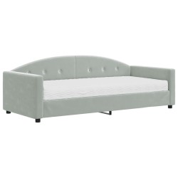 vidaXL Tagesbett mit Matratze Hellgrau 90x190 cm Samt