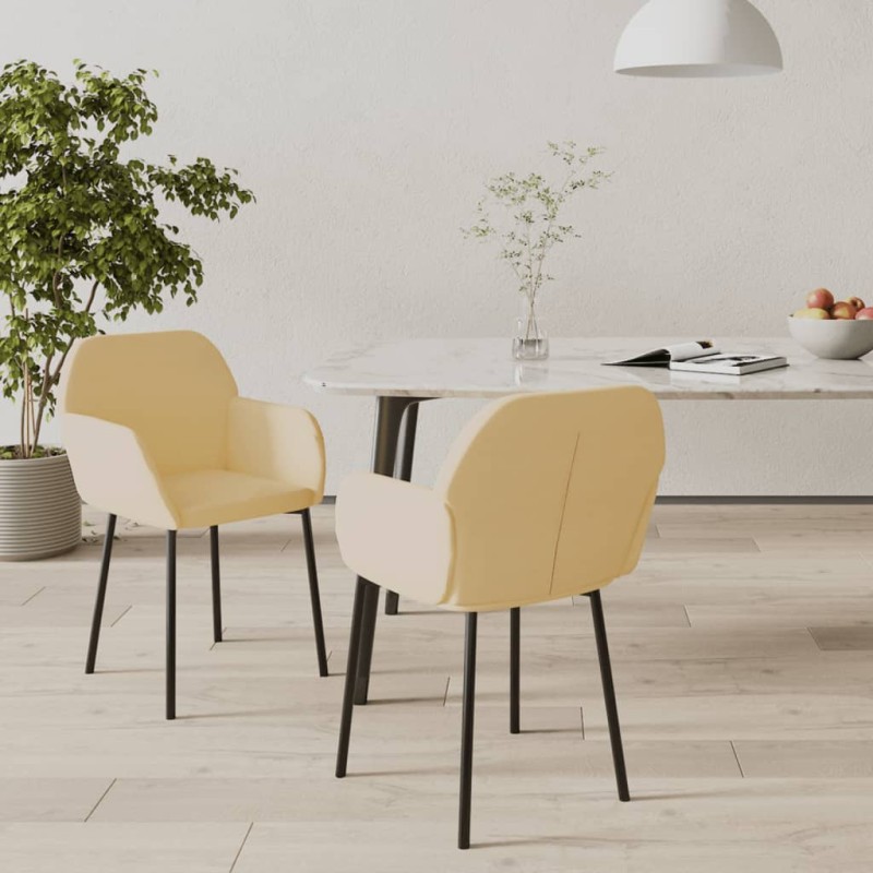 Esszimmerstühle 2 Stk. Creme Samt Esszimmerstühle 2 Stk. Creme Samt