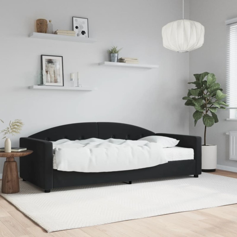 vidaXL Tagesbett mit Matratze Schwarz 90x190 cm Samt vidaXL Tagesbett mit Matratze Schwarz 90x190 cm Samt