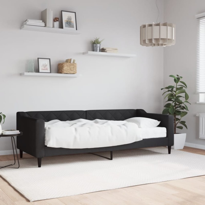vidaXL Tagesbett mit Matratze Schwarz 80x200 cm Stoff vidaXL Tagesbett mit Matratze Schwarz 80x200 cm Stoff
