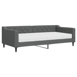 vidaXL Tagesbett mit Matratze Dunkelgrau 90x200 cm Stoff