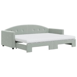 vidaXL Tagesbett Ausziehbar mit Matratzen Hellgrau 80x200 cm Samt