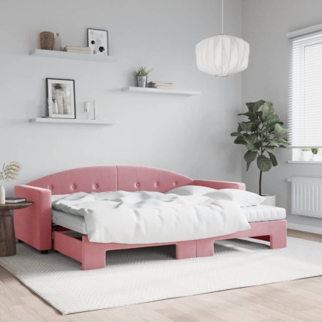 vidaXL Tagesbett Ausziehbar mit Matratzen Rosa 80x200 cm Samt