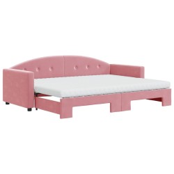 vidaXL Tagesbett Ausziehbar mit Matratzen Rosa 80x200 cm Samt