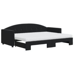 vidaXL Tagesbett Ausziehbar mit Matratzen Schwarz 80x200 cm Samt