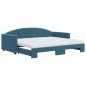 vidaXL Tagesbett Ausziehbar mit Matratzen Blau 90x200 cm Samt vidaXL Tagesbett Ausziehbar mit Matratzen Blau 90x200 cm Samt