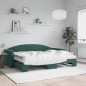 vidaXL Tagesbett Ausziehbar mit Matratzen Dunkelgrün 80x200 cm Samt vidaXL Tagesbett Ausziehbar mit Matratzen Dunkelgrün 80x200 cm Samt