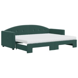 vidaXL Tagesbett Ausziehbar mit Matratzen Dunkelgrün 80x200 cm Samt