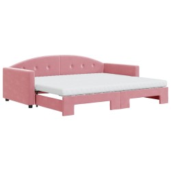 vidaXL Tagesbett Ausziehbar mit Matratzen Rosa 90x200 cm Samt