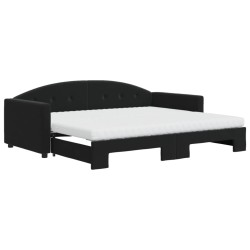 vidaXL Tagesbett Ausziehbar mit Matratzen Schwarz 90x200 cm Samt