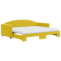 vidaXL Tagesbett Ausziehbar mit Matratzen Gelb 90x200 cm Samt