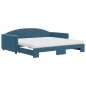 vidaXL Tagesbett Ausziehbar mit Matratzen Blau 100x200 cm Samt vidaXL Tagesbett Ausziehbar mit Matratzen Blau 100x200 cm Samt
