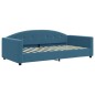 vidaXL Tagesbett Ausziehbar mit Matratzen Blau 100x200 cm Samt vidaXL Tagesbett Ausziehbar mit Matratzen Blau 100x200 cm Samt
