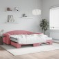 vidaXL Tagesbett Ausziehbar mit Matratzen Rosa 100x200 cm Samt vidaXL Tagesbett Ausziehbar mit Matratzen Rosa 100x200 cm Samt