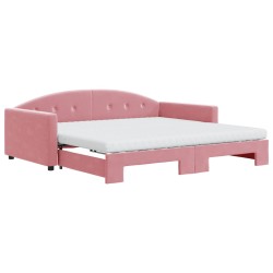 vidaXL Tagesbett Ausziehbar mit Matratzen Rosa 100x200 cm Samt