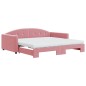 vidaXL Tagesbett Ausziehbar mit Matratzen Rosa 100x200 cm Samt vidaXL Tagesbett Ausziehbar mit Matratzen Rosa 100x200 cm Samt