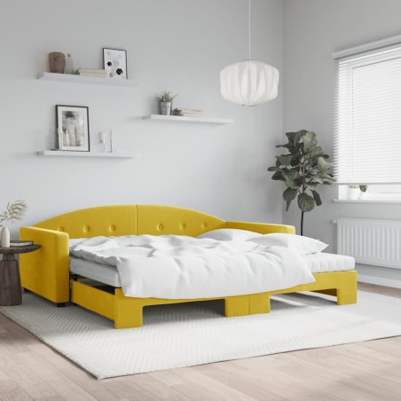 vidaXL Tagesbett Ausziehbar mit Matratzen Gelb 100x200 cm Samt