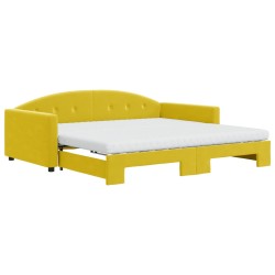 vidaXL Tagesbett Ausziehbar mit Matratzen Gelb 100x200 cm Samt