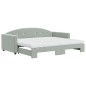 vidaXL Tagesbett Ausziehbar mit Matratzen Hellgrau 90x190 cm Samt vidaXL Tagesbett Ausziehbar mit Matratzen Hellgrau 90x190 cm Samt