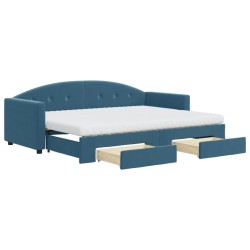 vidaXL Tagesbett Ausziehbar mit Schubladen Blau 80x200 cm Samt