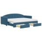 vidaXL Tagesbett Ausziehbar mit Schubladen Blau 80x200 cm Samt