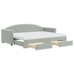 vidaXL Tagesbett Ausziehbar mit Schubladen Hellgrau 80x200 cm Samt