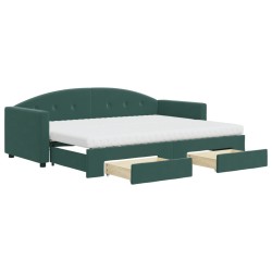 vidaXL Tagesbett Ausziehbar mit Schubladen Dunkelgrün 80x200 cm Samt