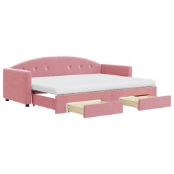 vidaXL Tagesbett Ausziehbar mit Schubladen Rosa 80x200 cm Samt