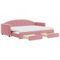 vidaXL Tagesbett Ausziehbar mit Schubladen Rosa 80x200 cm Samt vidaXL Tagesbett Ausziehbar mit Schubladen Rosa 80x200 cm Samt
