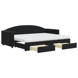 vidaXL Tagesbett Ausziehbar mit Schubladen Schwarz 80x200 cm Samt
