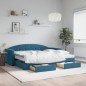 vidaXL Tagesbett mit Rollbett und Schubladen Blau 90x200 cm Samt vidaXL Tagesbett mit Rollbett und Schubladen Blau 90x200 cm Samt