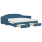 vidaXL Tagesbett mit Rollbett und Schubladen Blau 90x200 cm Samt vidaXL Tagesbett mit Rollbett und Schubladen Blau 90x200 cm Samt