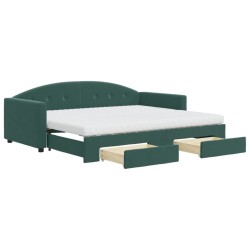 vidaXL Tagesbett Ausziehbar mit Schubladen Dunkelgrün 90x200 cm Samt