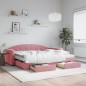vidaXL Tagesbett Ausziehbar mit Schubladen Rosa 90x200 cm Samt vidaXL Tagesbett Ausziehbar mit Schubladen Rosa 90x200 cm Samt