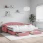vidaXL Tagesbett Ausziehbar mit Schubladen Rosa 100x200 cm Samt vidaXL Tagesbett Ausziehbar mit Schubladen Rosa 100x200 cm Samt