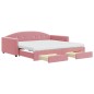 vidaXL Tagesbett Ausziehbar mit Schubladen Rosa 100x200 cm Samt vidaXL Tagesbett Ausziehbar mit Schubladen Rosa 100x200 cm Samt