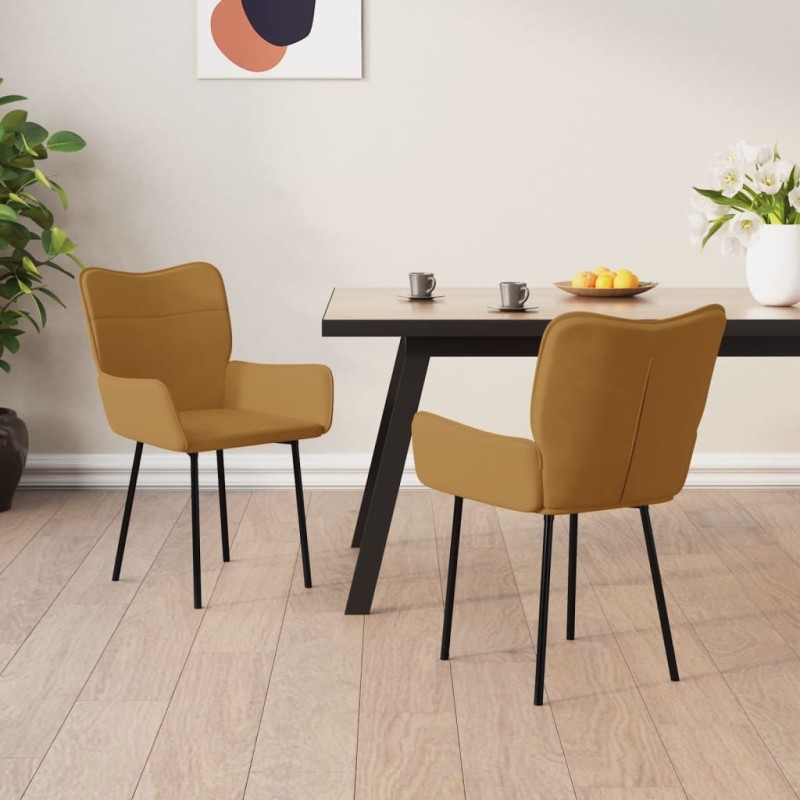 Esszimmerstühle 2 Stk. Braun Samt Esszimmerstühle 2 Stk. Braun Samt