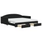 vidaXL Tagesbett Ausziehbar mit Schubladen Schwarz 100x200 cm Samt vidaXL Tagesbett Ausziehbar mit Schubladen Schwarz 100x200 cm Samt